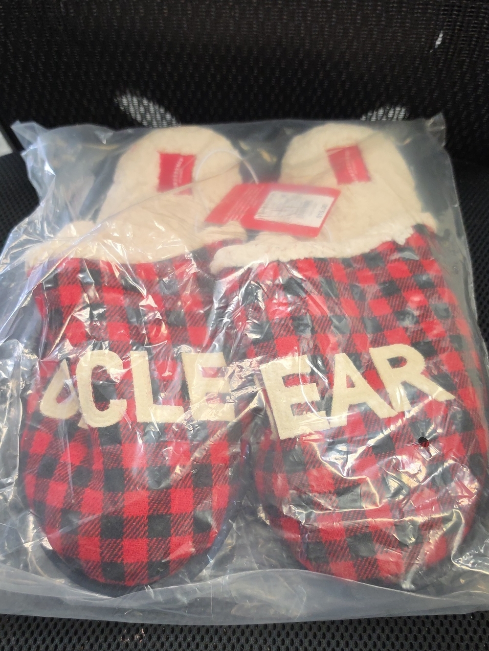 Target Red and Black Plaid Sherpa-Lined Men's Slip-On Slippers